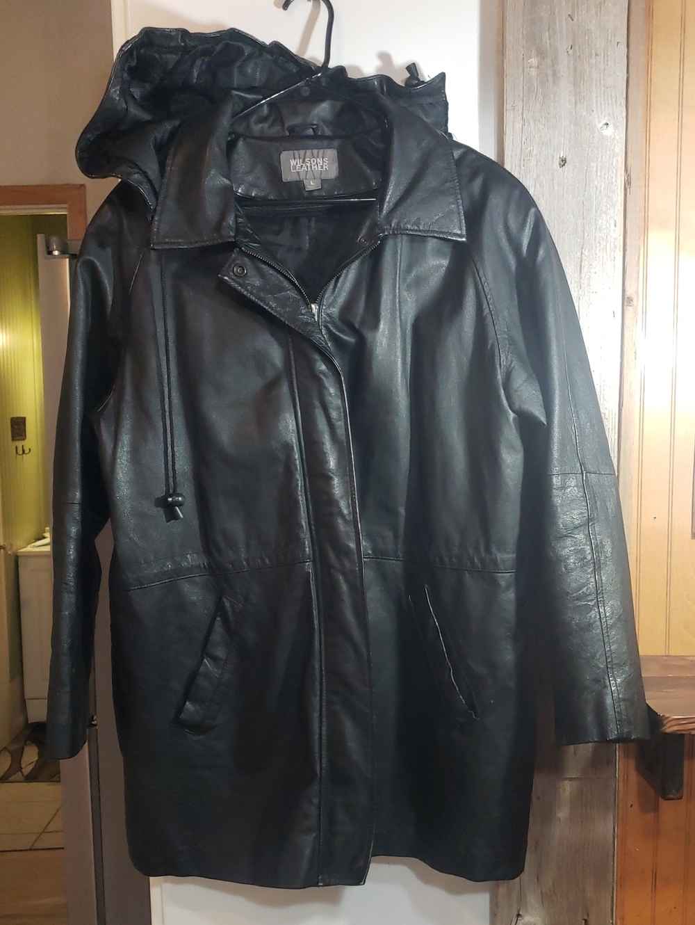 Wilsons Leather Hooded Parka Style Coat Excellent Condition Women Large